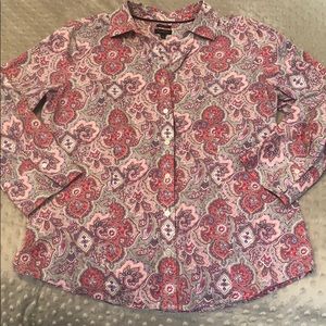 Talbots 3/4 Length Sleeve Wrinkle Resistant Shirt